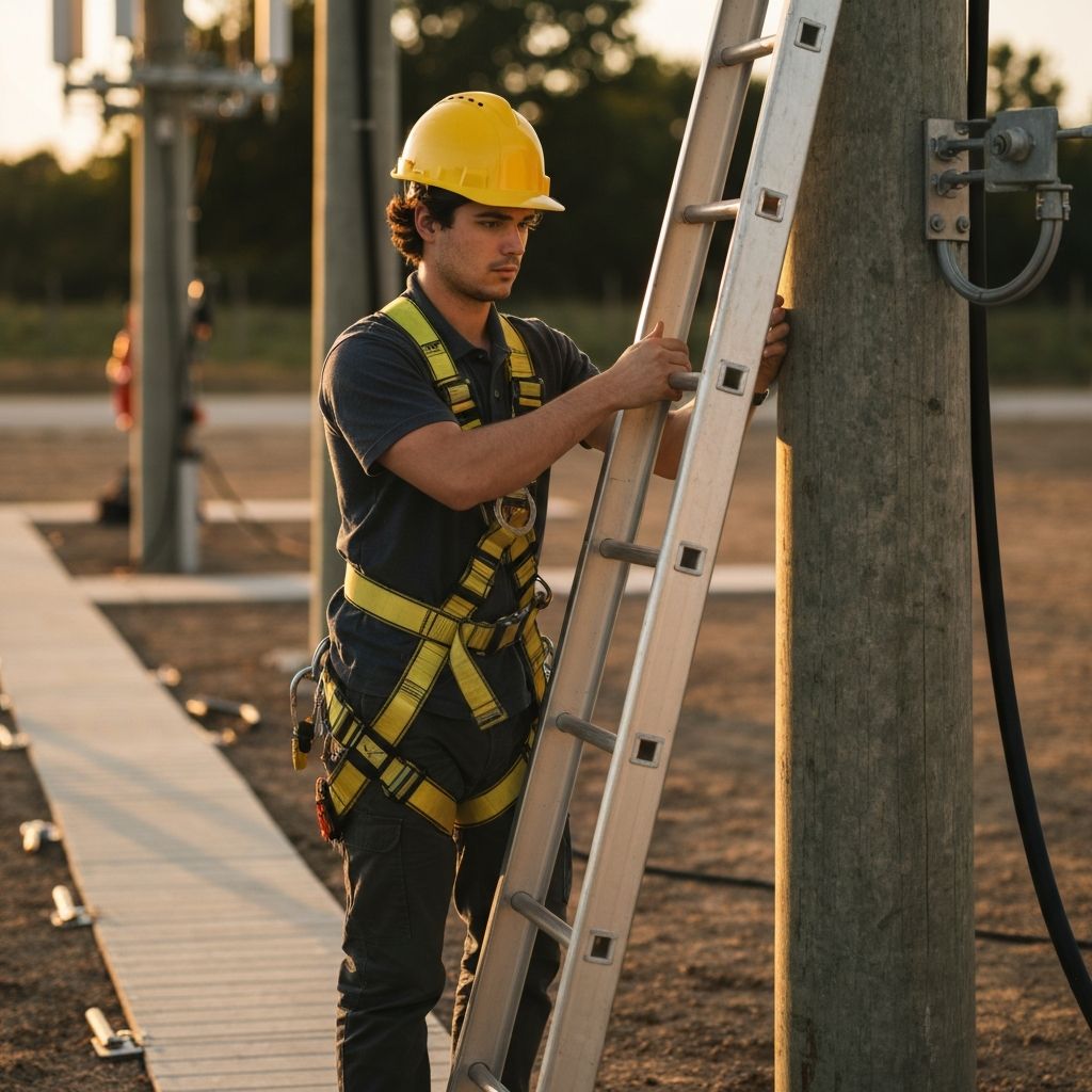 Safe ladder positioning and site preparation